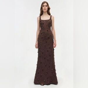 Jonathan Simkhai Chocolate Embellished Maxi Dress